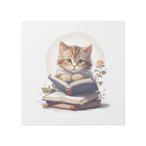 Cat reading a book gallery wrap