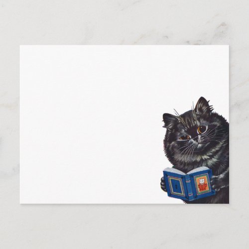 Cat Reading a Book Louis Wain Postcard