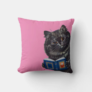 Cat Reading a Book, Louis Wain Throw Pillow