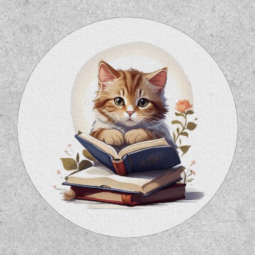Cat reading a book patch