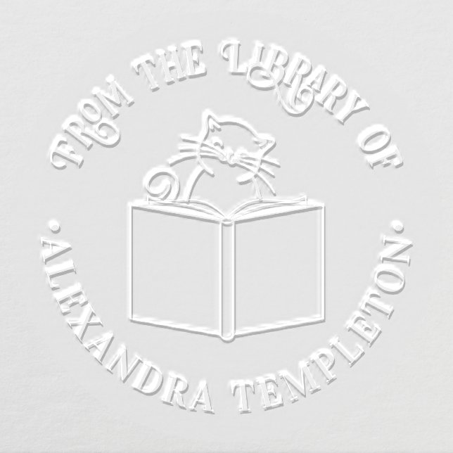Cat Reading Book #5 “From the Library of” Name Embosser (Design)