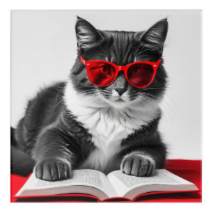 Cat Reading Book Acrylic Print