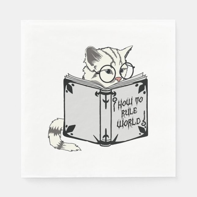 Cat Reading Book  Napkins (Front)