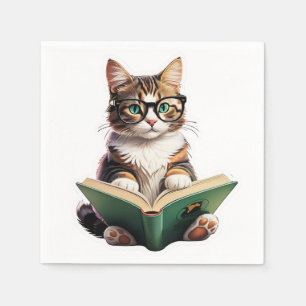 Cat Reading Book Napkins