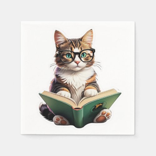 Cat Reading Book  Napkins