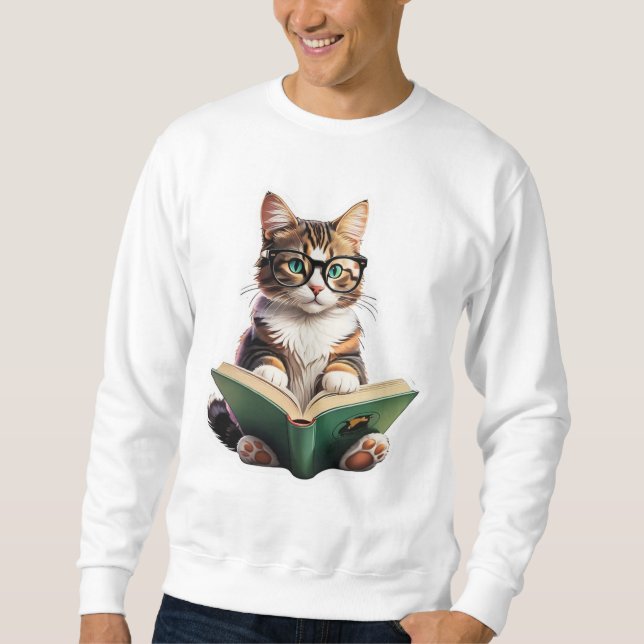 Cat Reading Book  Sweatshirt (Front)
