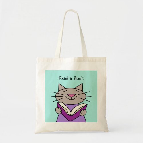 Cat Reading Book Tote Bag