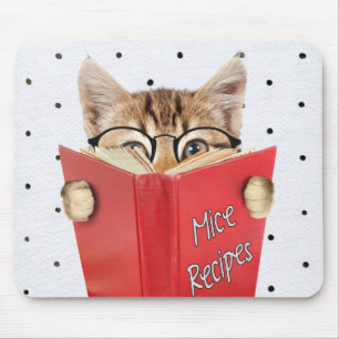 Cat Reading Recipe Book Mouse Pad
