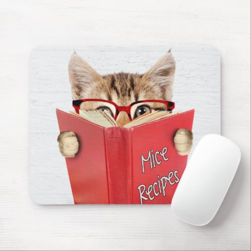 Cat Reading Recipe Book  Mouse Pad