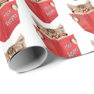 Cat Reading Red Book Wrapping Paper