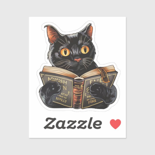 Cat Reading Sticker (Sheet)