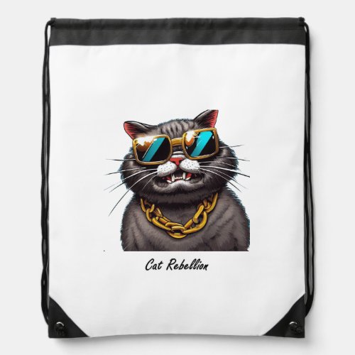 Cat rebellion _ The Feline Revolt Begins Drawstring Bag