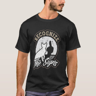 Cat Recognize the Sign Funny Middle Finger Shadow  T-Shirt