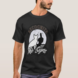 Cat Recognize the Sign Funny Middle Finger Shadow  T-Shirt
