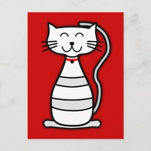 cat red gray black happy white cartoon kitten smil postcard