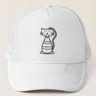 cat red gray black happy white cartoon kitten smil trucker hat