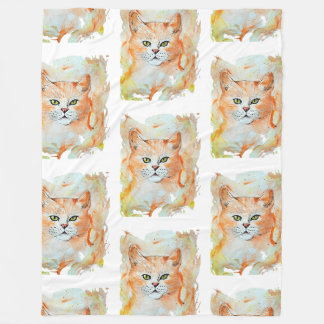 Cat Red Magic Humour Watercolor Mystic Fleece Blanket