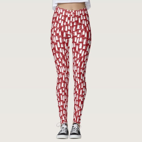 Cat Red White Leggings