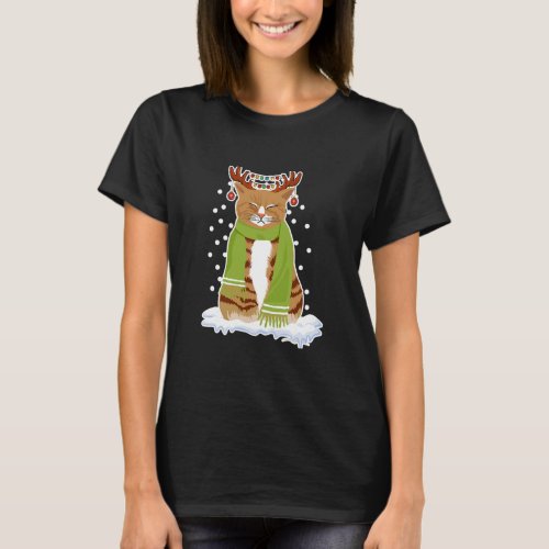 Cat Reindeer Antlers Horns Ugly T_Shirt