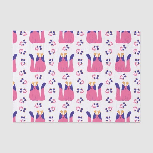 Cat Reindeer Christmas Holiday Tissue Paper (Front)