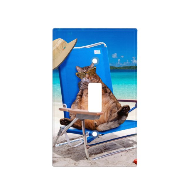 Cat relaxing on the beach light switch cover (Front)