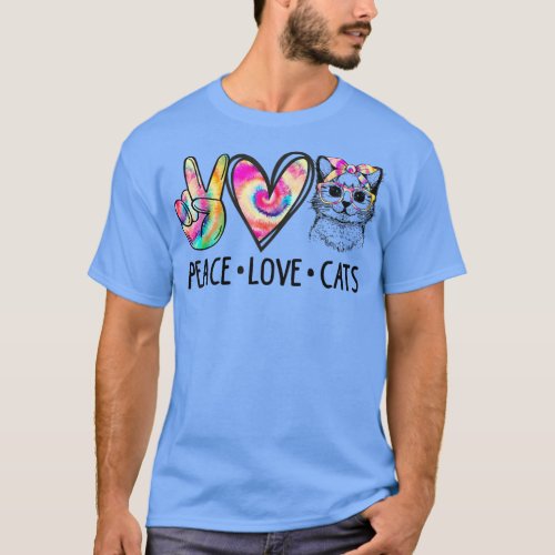 Cat Rescue Adopt A Cat Cat Mom Tie Dye Peace Love  T_Shirt