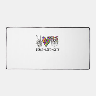 Cat Rescue Tie Dye Peace Love Cats Halloween Cat L Desk Mat