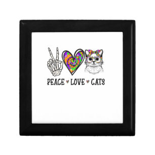 Cat Rescue Tie Dye Peace Love Cats Halloween Cat L Gift Box