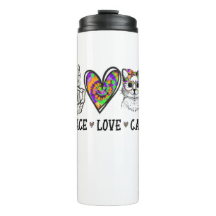 Cat Rescue Tie Dye Peace Love Cats Halloween Cat L Thermal Tumbler