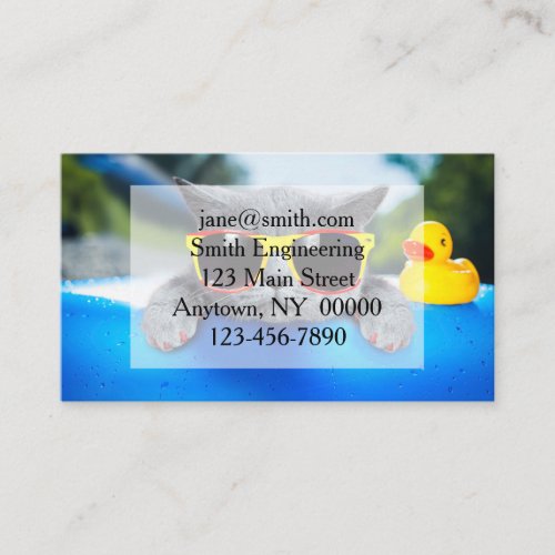 Cat rest in the pool on the air mattress business card