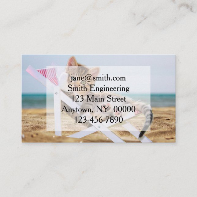 Cat resting on a sun lounger business card (Front)