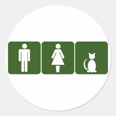 Cat Restroom Classic Round Sticker
