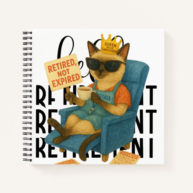Cat retirement themed forLunch Lady  Notebook (Front)