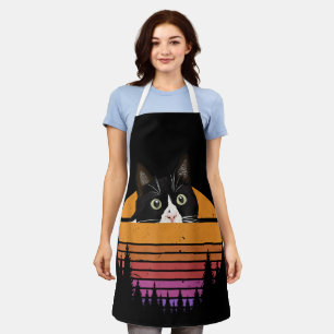 Cat Retro Style Black Cat Vintage Style Kitten Cat Apron