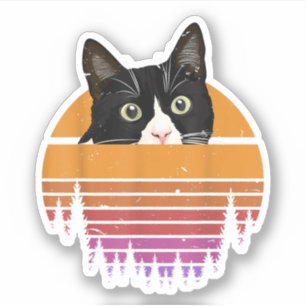 Cat Retro Style Black Cat Vintage Style Kitten Cat Sticker