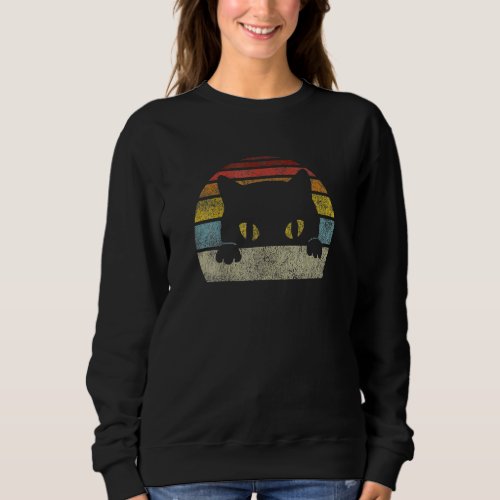 Cat Retro Style Black Kitty Cats Sweatshirt