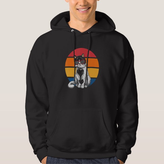 Cat  Retro Sunset Cat Sunset I Cat Hoodie (Front)