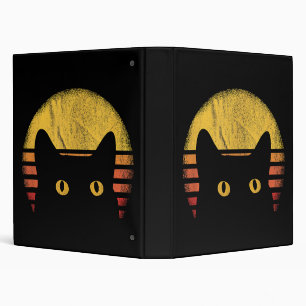 Cat Retro Vintage 3 Ring Binder