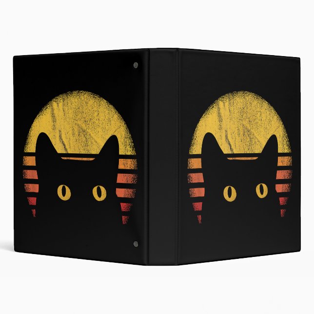 Cat Retro Vintage 3 Ring Binder (Background)
