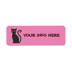 CAT RETURN PERSONALIZED ADDRESS LABELS, BLACK CAT LABEL