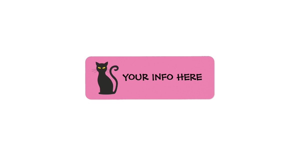 Cat Lable CAT RETURN PERSONALIZED ADDRESS LABELS, BLACK CAT LABEL | Zazzle