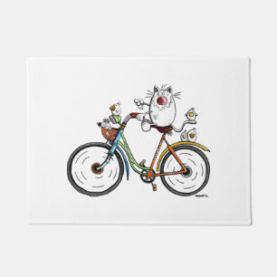 Cat rides a colorful bike - Cats - Gift - Funny Doormat
