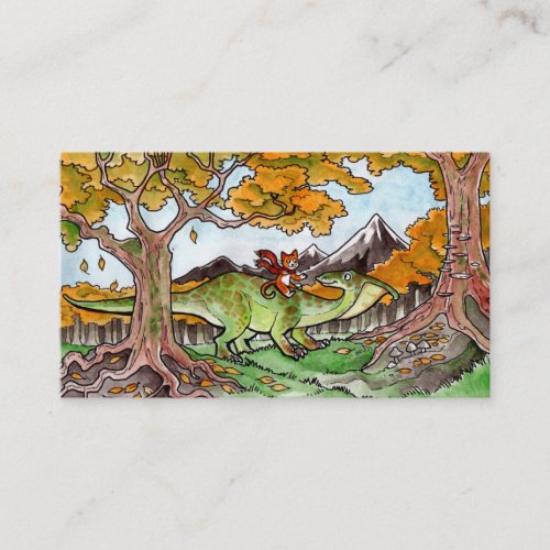 Cat Rides a Dinosaur Business Card