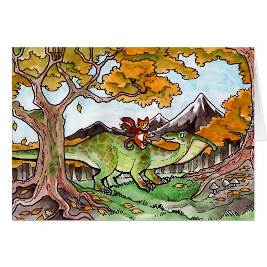 Cat Rides a Dinosaur Cards (Front Horizontal)