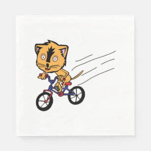 Cat rides bicycle napkins