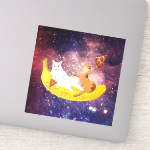 Cat riding banana in galaxy sticker