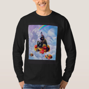 Cat Riding Bear On Clouds And Waffles T-Shirt