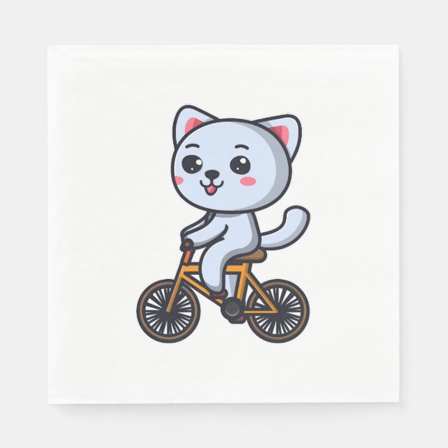 Cat Riding Bicycle Cat design gifts for women Napkins (Front)
