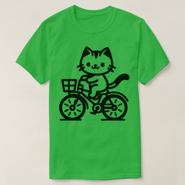 Cat Riding Bicycle T-Shirt (Design Front)