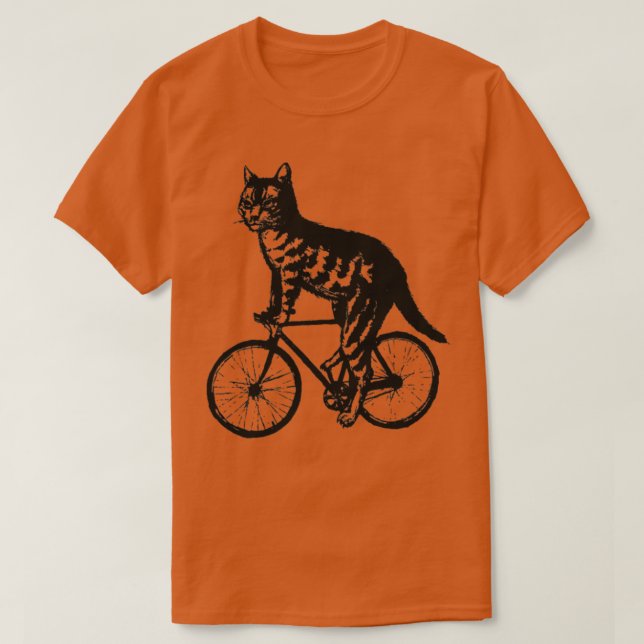 Cat Riding Bike Bicycle Cycling  T-Shirt (Design Front)